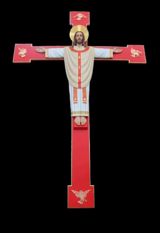 Chrystus Kapłan na krzyżu - rzeźba drewniana na ścianę