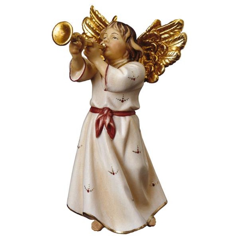 Anioł z trąbką - figurka polichromowana