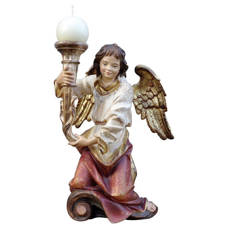 Aniołek, świecznik - figurka drewniana