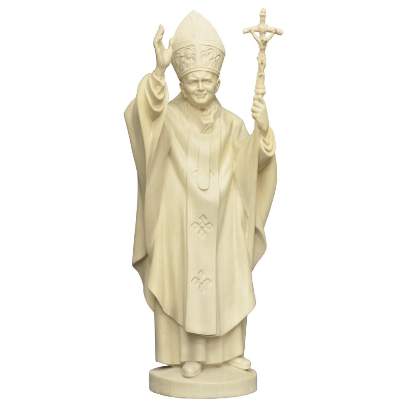 Papież Jan Paweł II rzeźba w naturalnym drewnie