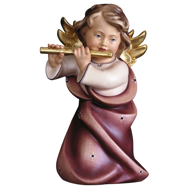 Aniołek z fletem - figurka drewniana