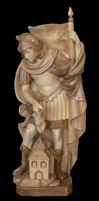Święty Florian, bejca dwukolorowa, rzeźba w drewnie, figura w drewnie