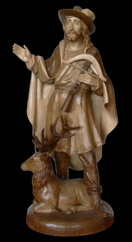 Święty Hubert, figura bejcowana