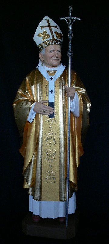 Jan Paweł II, rzeźba w drewnie, figura w drewnie