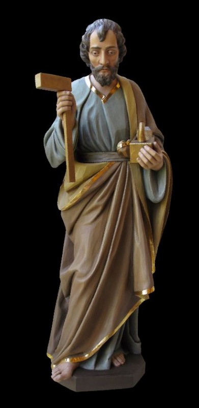 Święty Józef rzemieślnik, figura w drewnie, rzeźba w drewnie