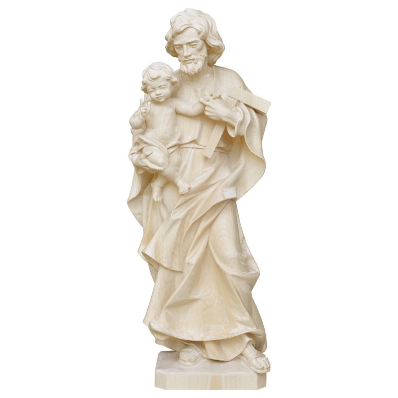 Święty Józef z Dzieciątkiem - figurka w naturalnym drewnie
