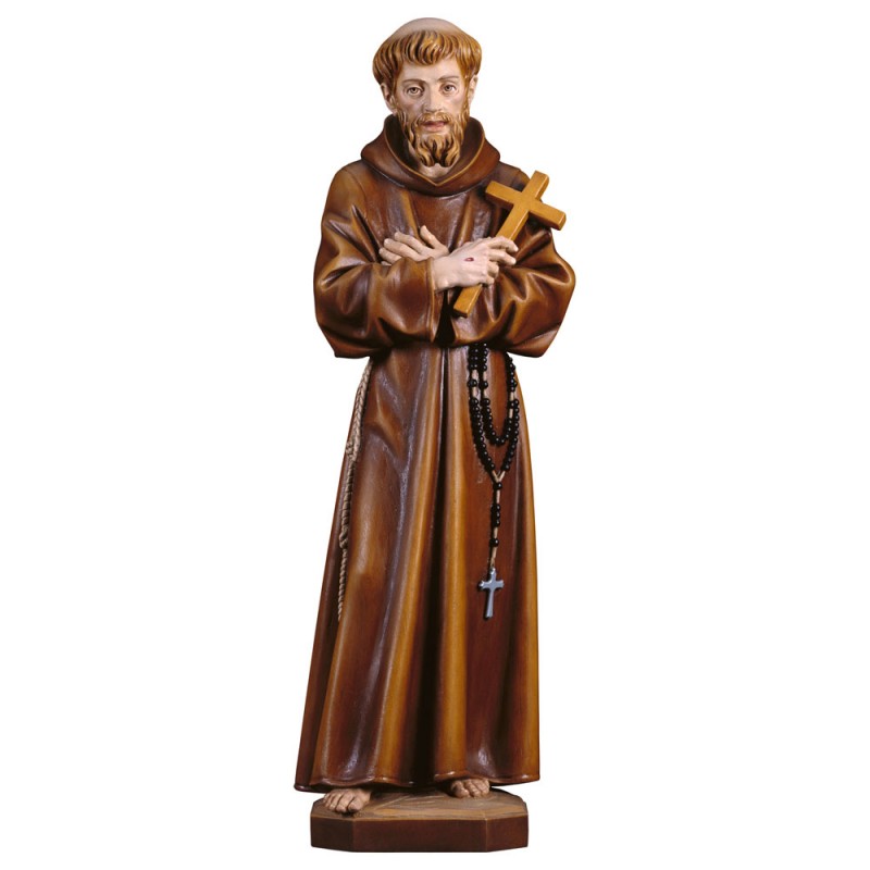 Święty Franciszek z Asyżu z krzyżem - rzeźba
