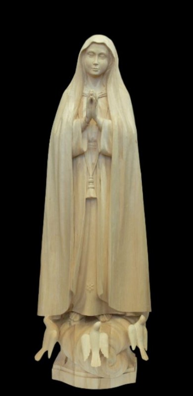 Figura drewniana Matki Boskiej Fatimskiej, rzeźba