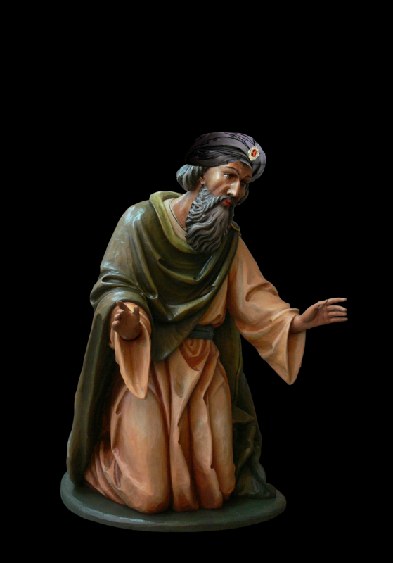 Kr&oacute;l Arab do szopki bożonarodzeniowej - Figurka do szopki bożonarodzeniowej, drewniana, polichromowana