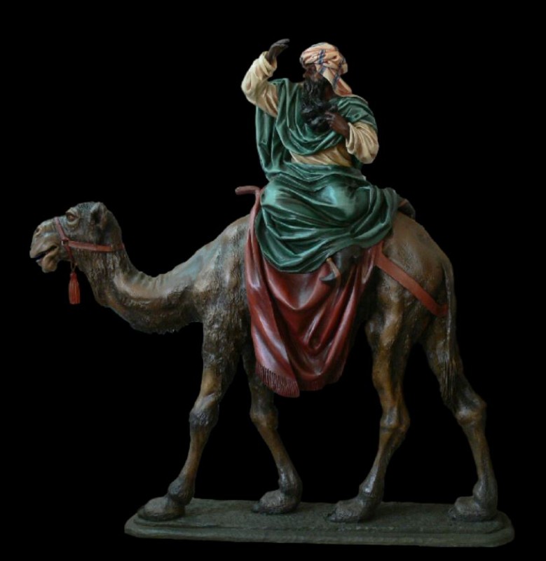 Król na wielbłądzie - figura do szopki, figura z drewna, figura dewniana