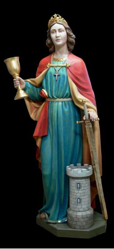 Święta Barbara patronka górników - figura wykonana w drewnie lipowym