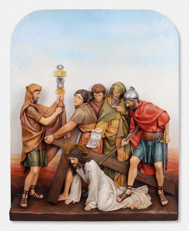 Stacje Drogi Krzyżowej - Stacja 9 - Jezus upada po raz trzeci - scena, sceny Drogi Krzyżowej