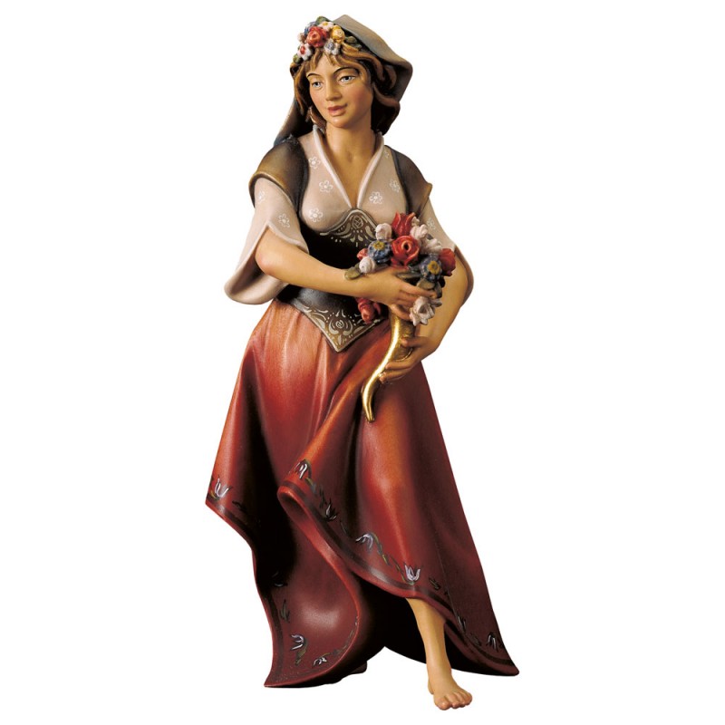 Dziewczyna z kwiatami - figura dewniana