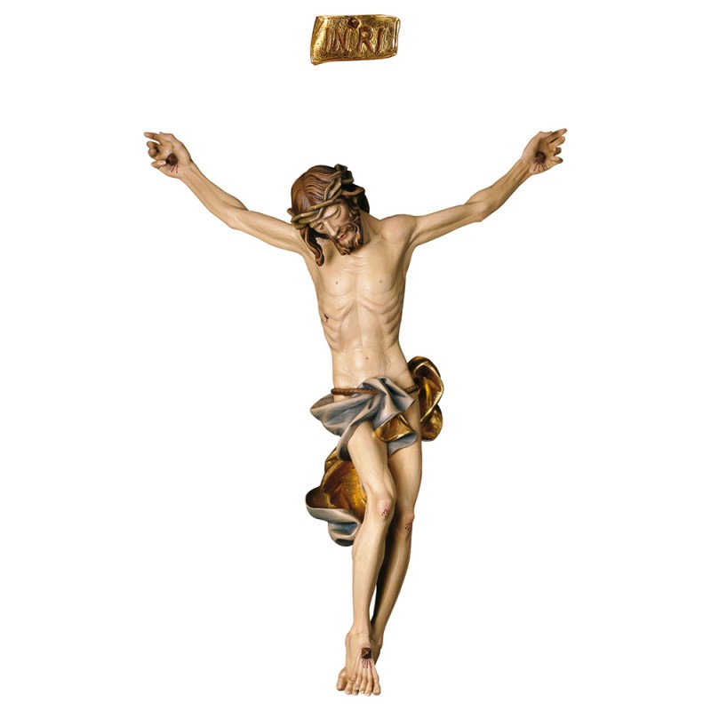 Krucyfiks barokowy bez krzyża - drewno kolorowane